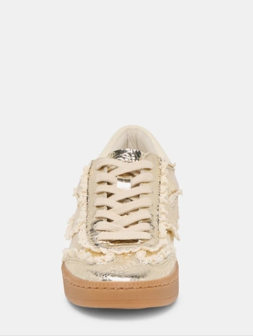💛▪️Dolce Vita ▪️Notice Lace Sneakers Platinum Distressed Leather - Picture 4 of 6